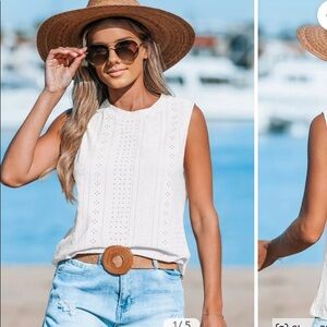 White eyelet tank